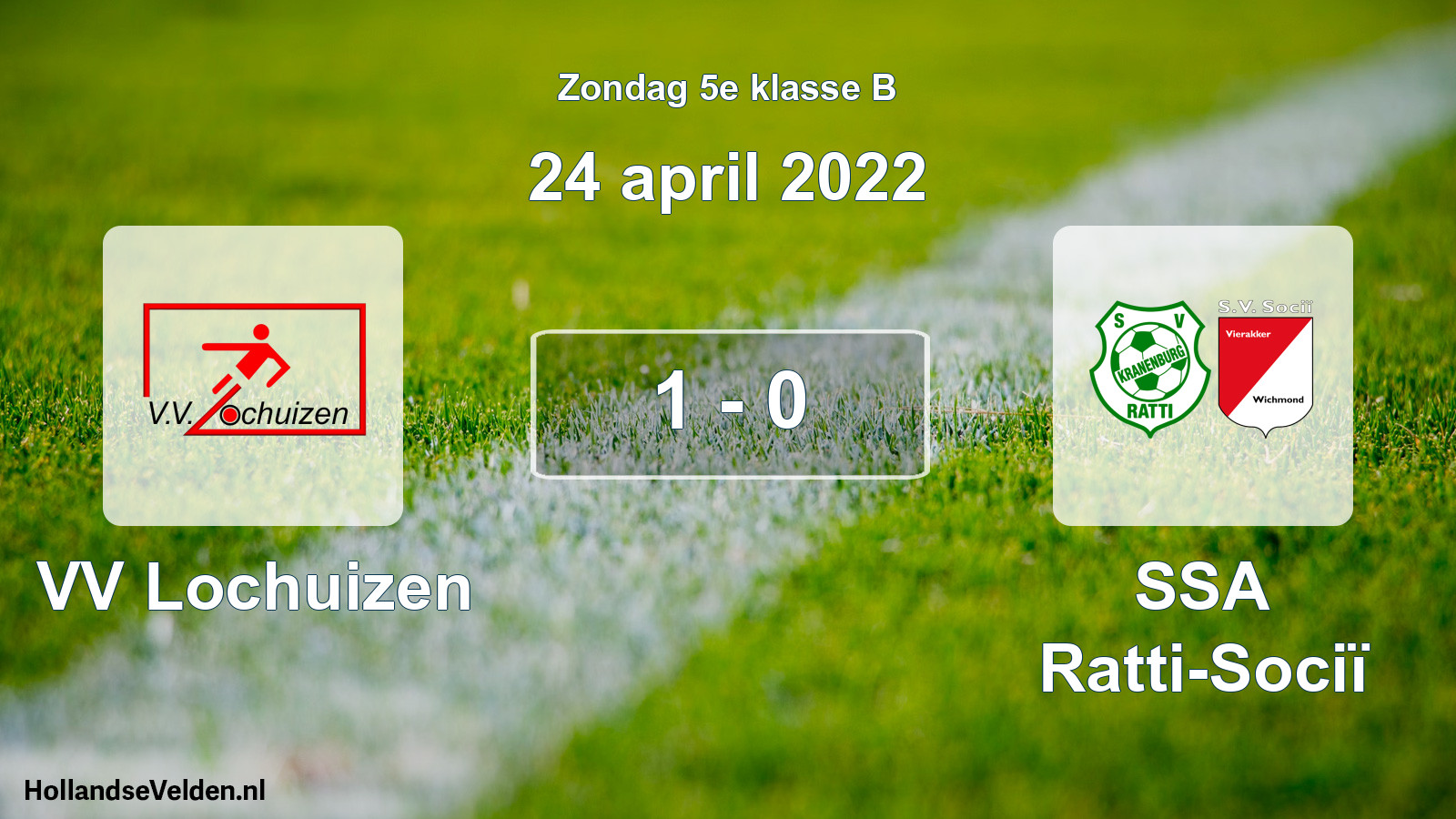Total number of matches played: VV Lochuizen - SSA Ratti-Sociï 1 - 0 (24 April 2022)