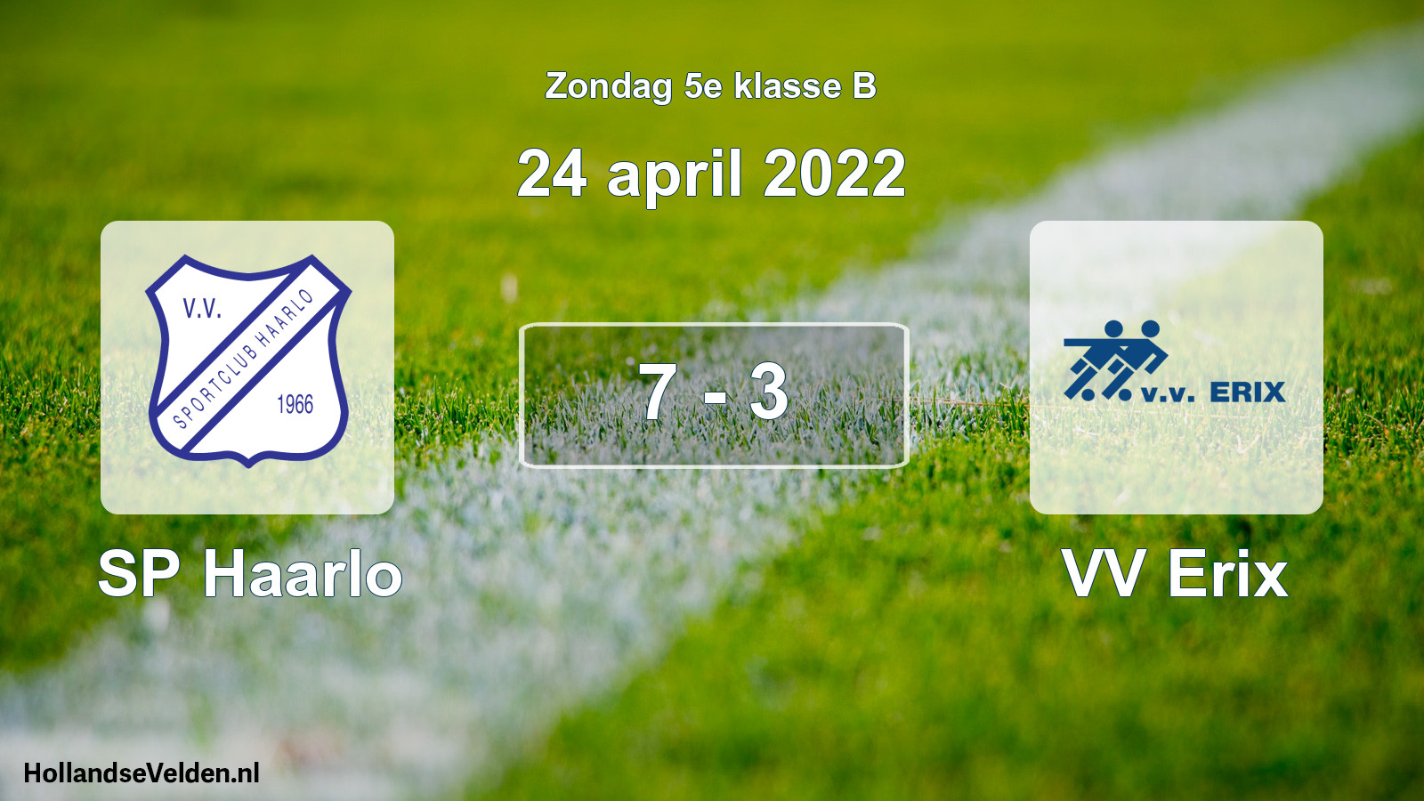Total number of matches played: SP Haarlo - VV Erix 7 - 3 (24 April 2022)