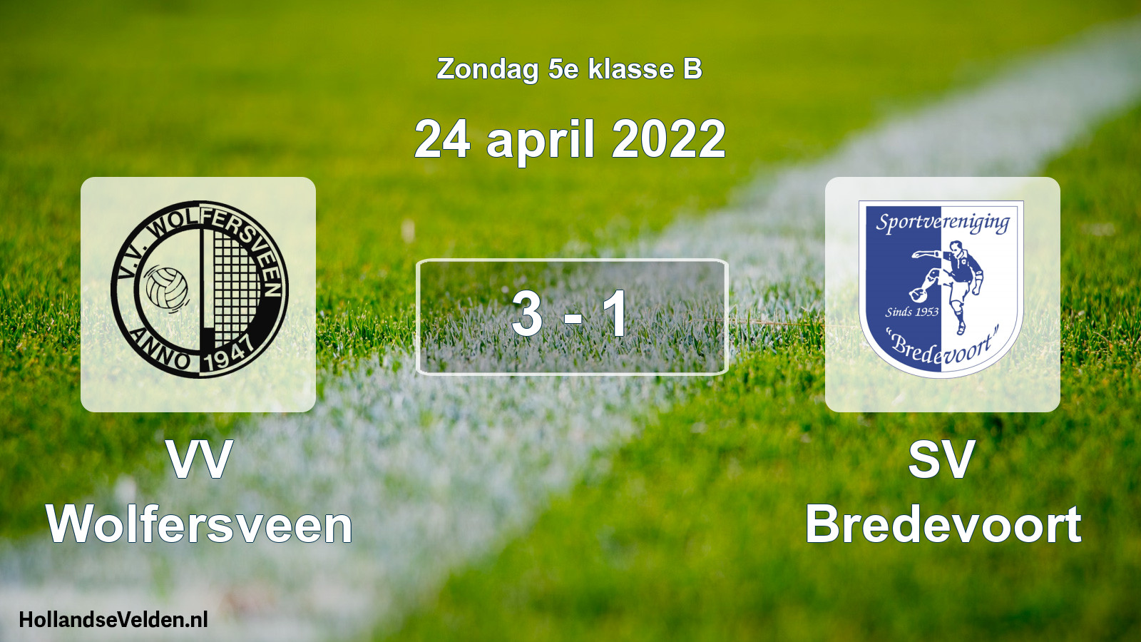 Total number of matches played: VV Wolfersveen - SV Bredevoort 3 - 1 (24 April 2022)