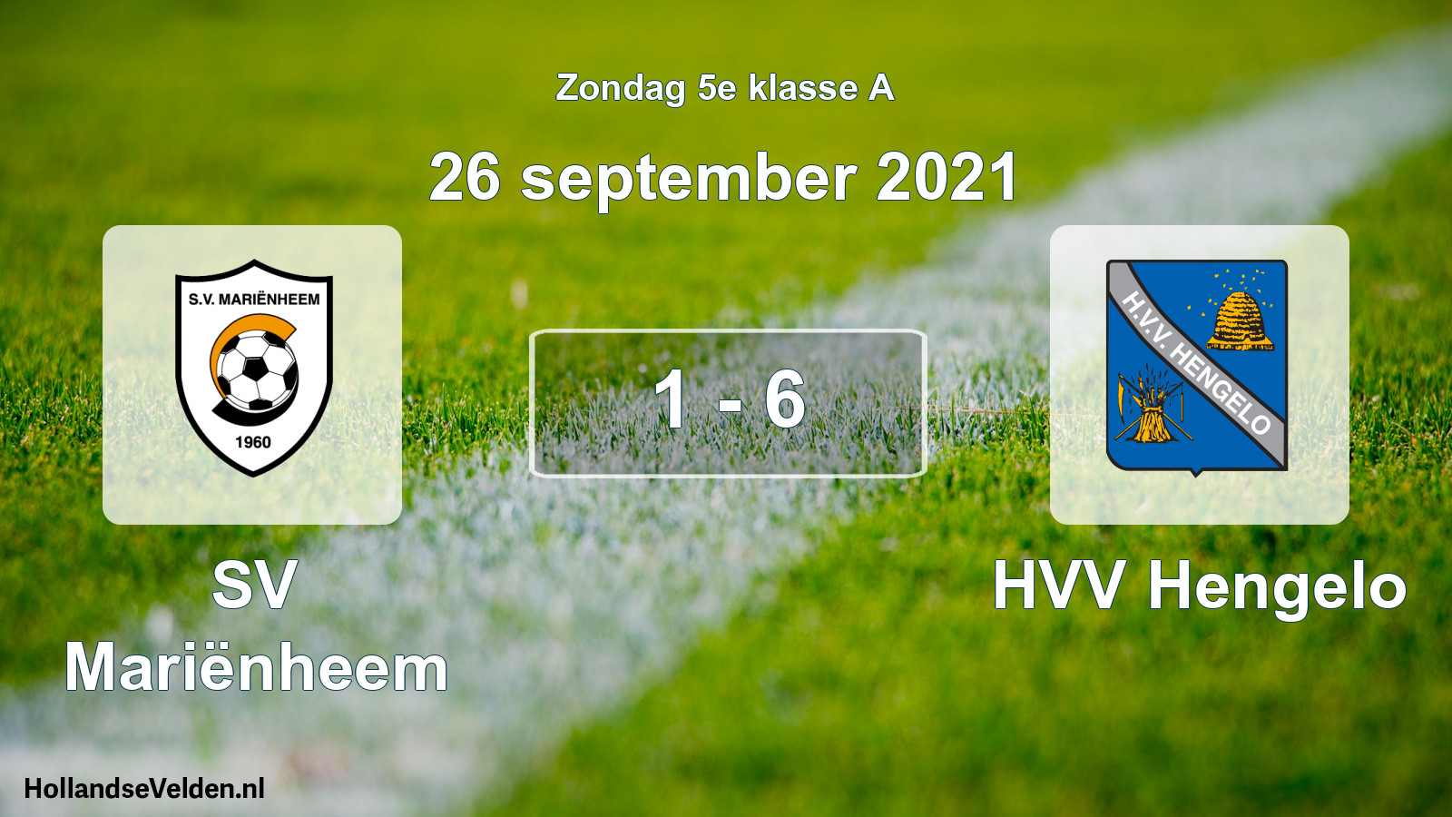 Total number of matches played: SV Mariënheem - HVV Hengelo 1 - 6 (26 September 2021)