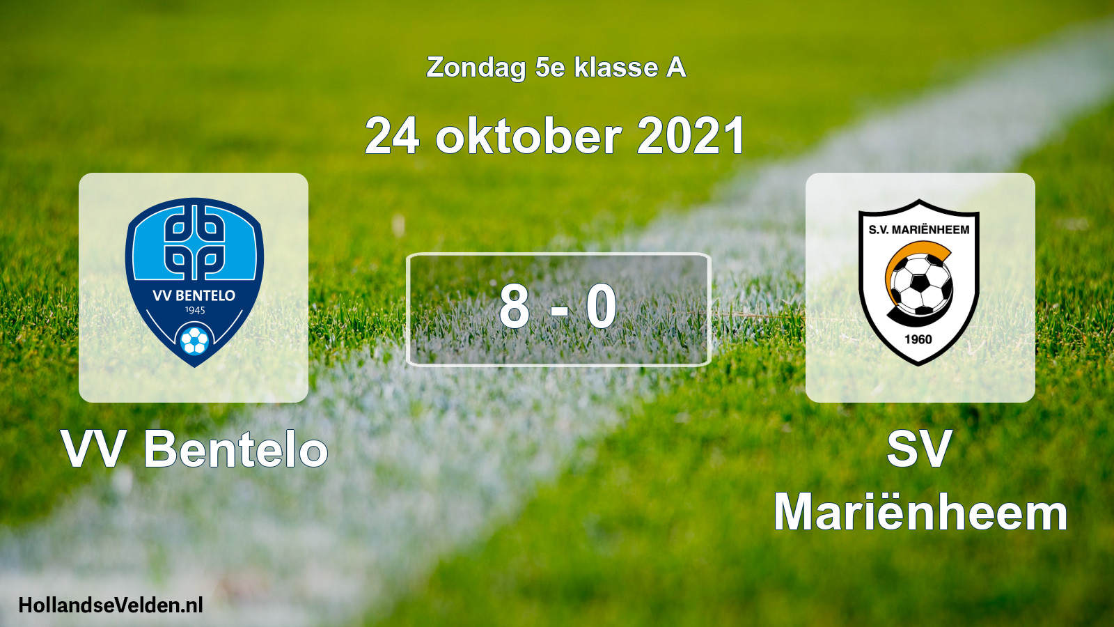 Total number of matches played: VV Bentelo - SV Mariënheem 8 - 0 (24 October 2021)