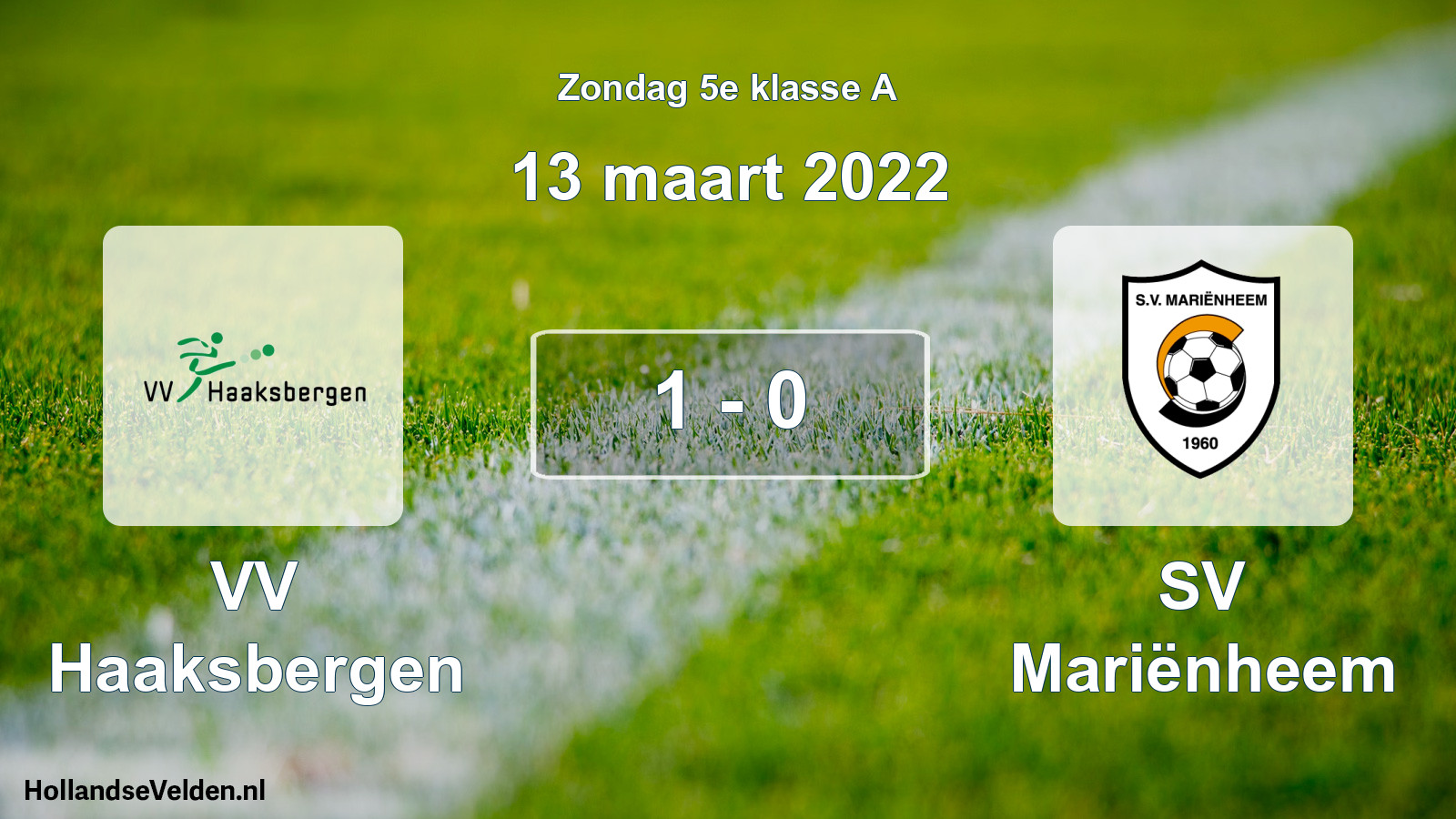 Total number of matches played: VV Haaksbergen - SV Mariënheem 1 - 0 (13 March 2022)