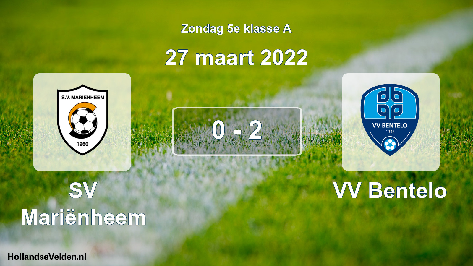 Total number of matches played: SV Mariënheem - VV Bentelo 0 - 2 (27 March 2022)