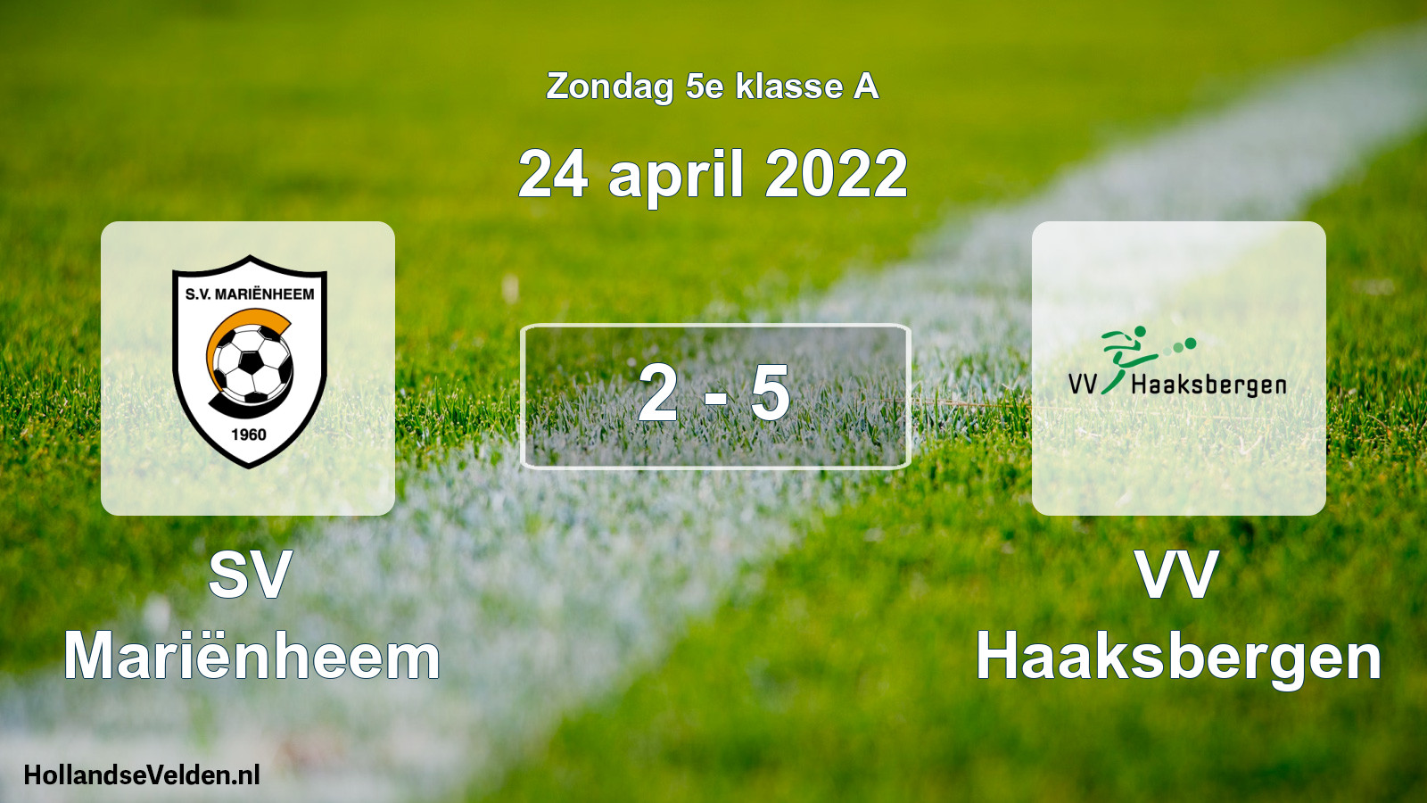 Total number of matches played: SV Mariënheem - VV Haaksbergen 2 - 5 (24 April 2022)