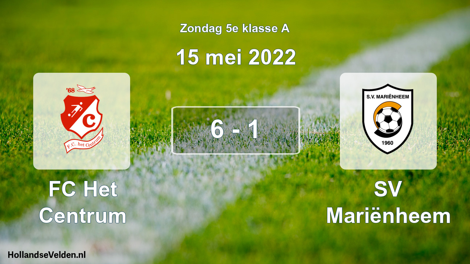Total number of matches played: FC Het Centrum - SV Mariënheem 6 - 1 (15 May 2022)