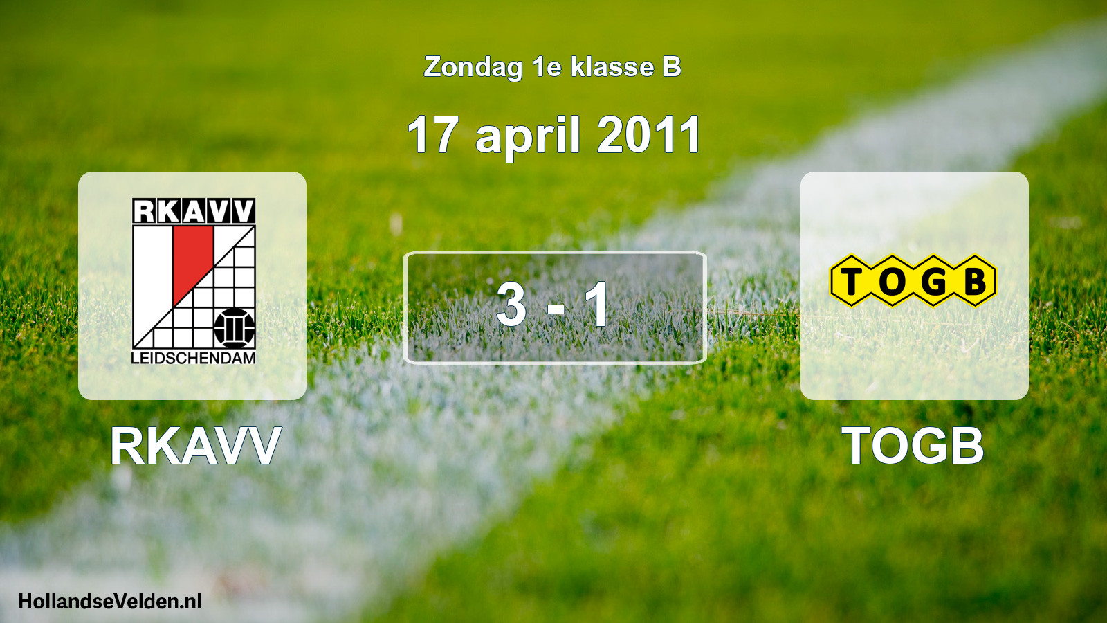 Total number of matches played: RKAVV - TOGB 3 - 1 (17 April 2011)