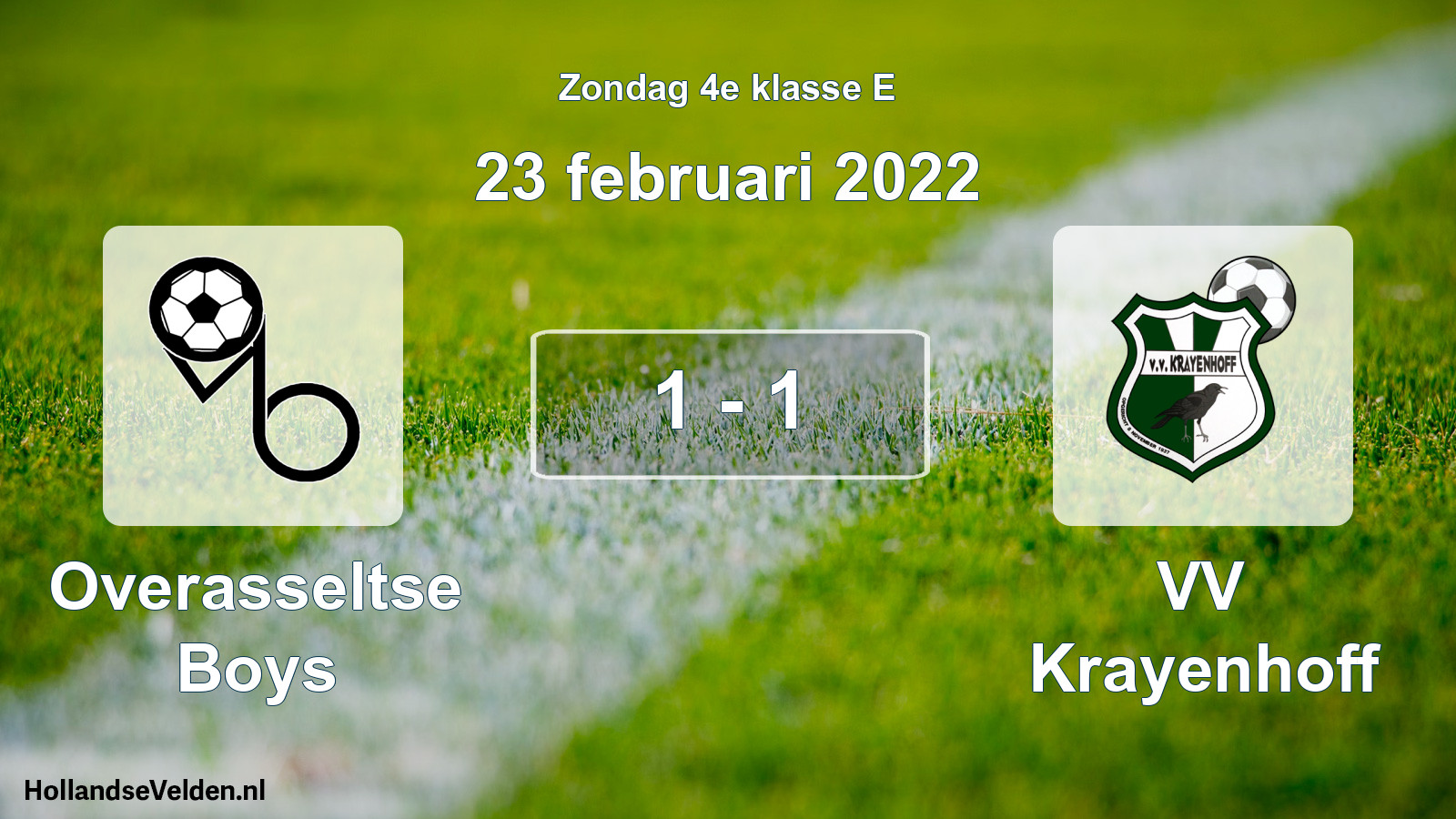 Total number of matches played: Overasseltse Boys - VV Krayenhoff 1 - 1 (23 February 2022)