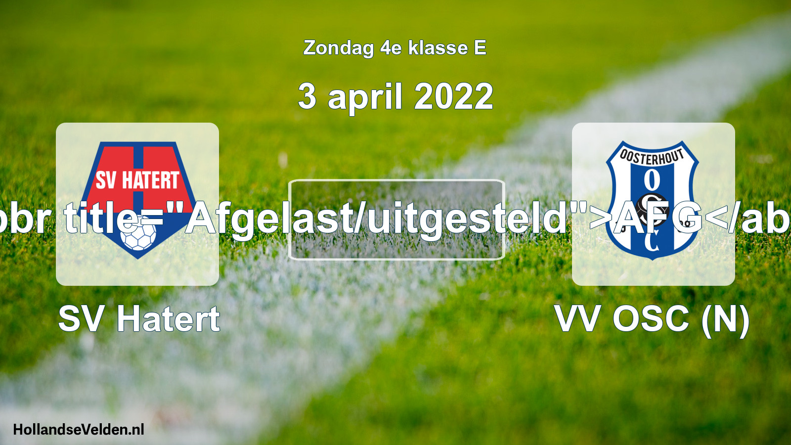 Scheduled Match: SV Hatert - VV OSC (N) (3 April 2022)