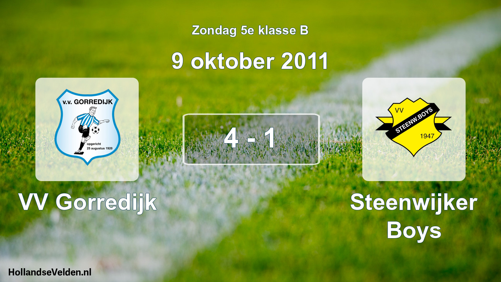 Total number of matches played: VV Gorredijk - Steenwijker Boys 4 - 1 (9 October 2011)