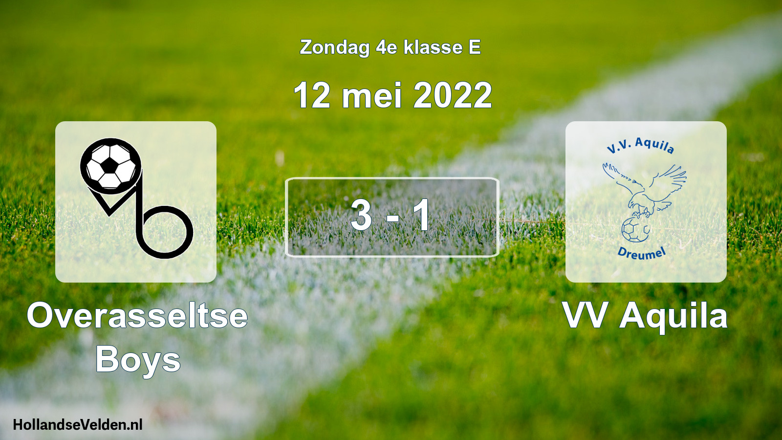 Total number of matches played: Overasseltse Boys - VV Aquila 3 - 1 (12 May 2022)