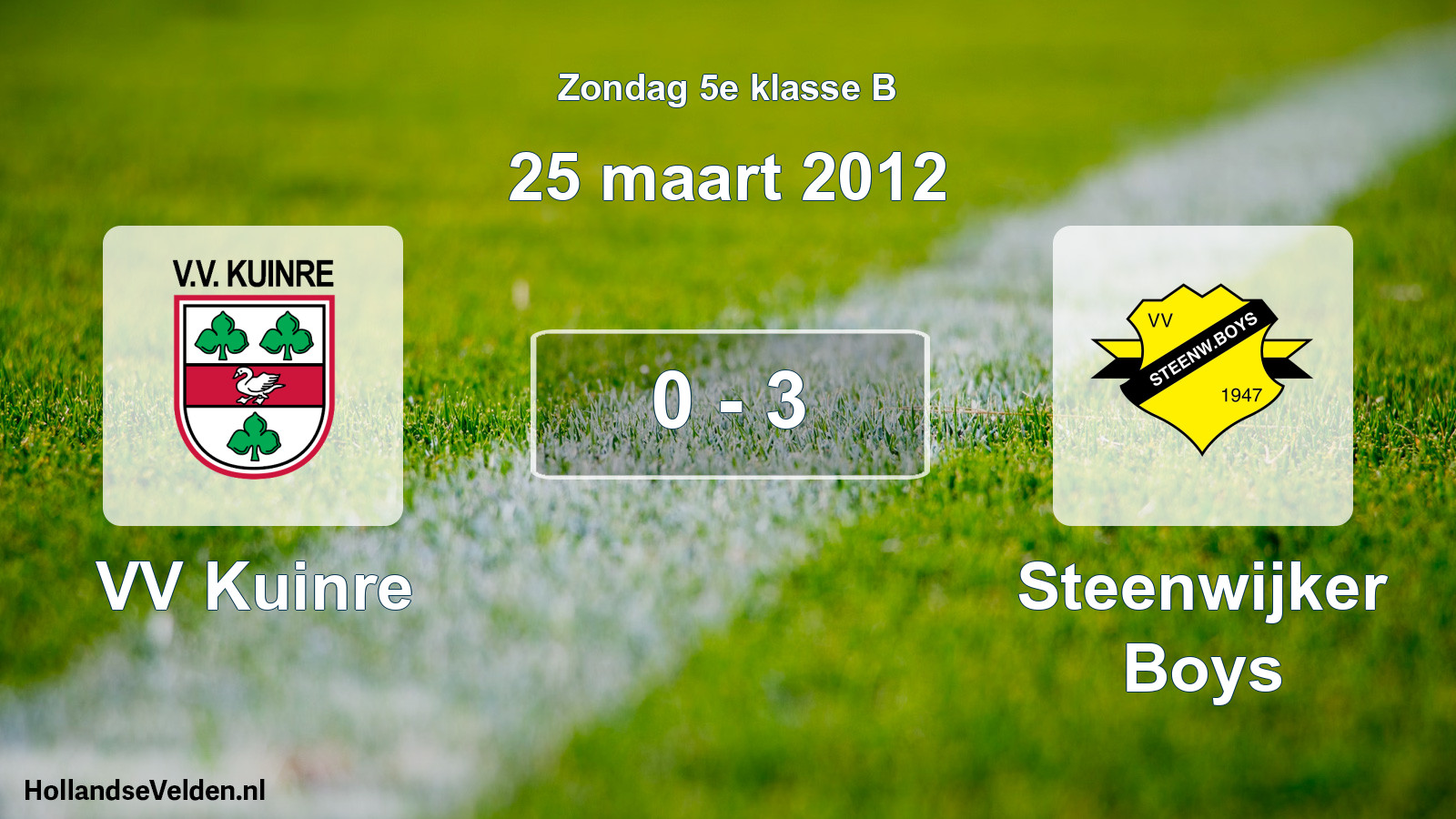 Total number of matches played: VV Kuinre - Steenwijker Boys 0 - 3 (25 March 2012)