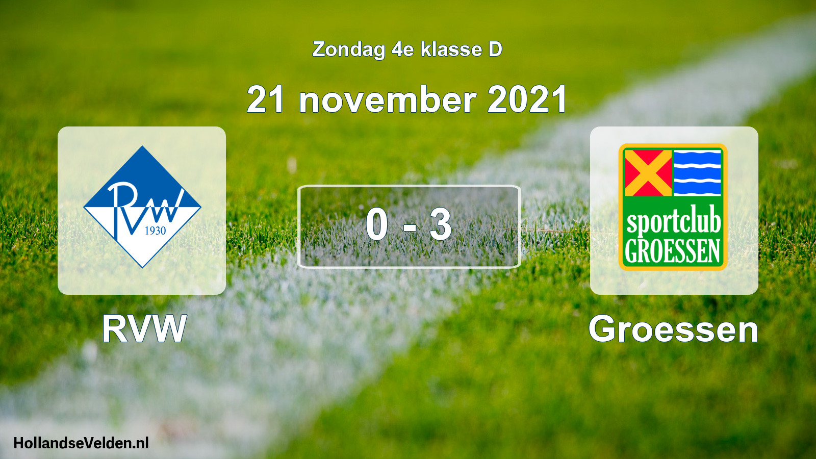 Total number of matches played: RVW - Groessen 0 - 3 (21 November 2021)