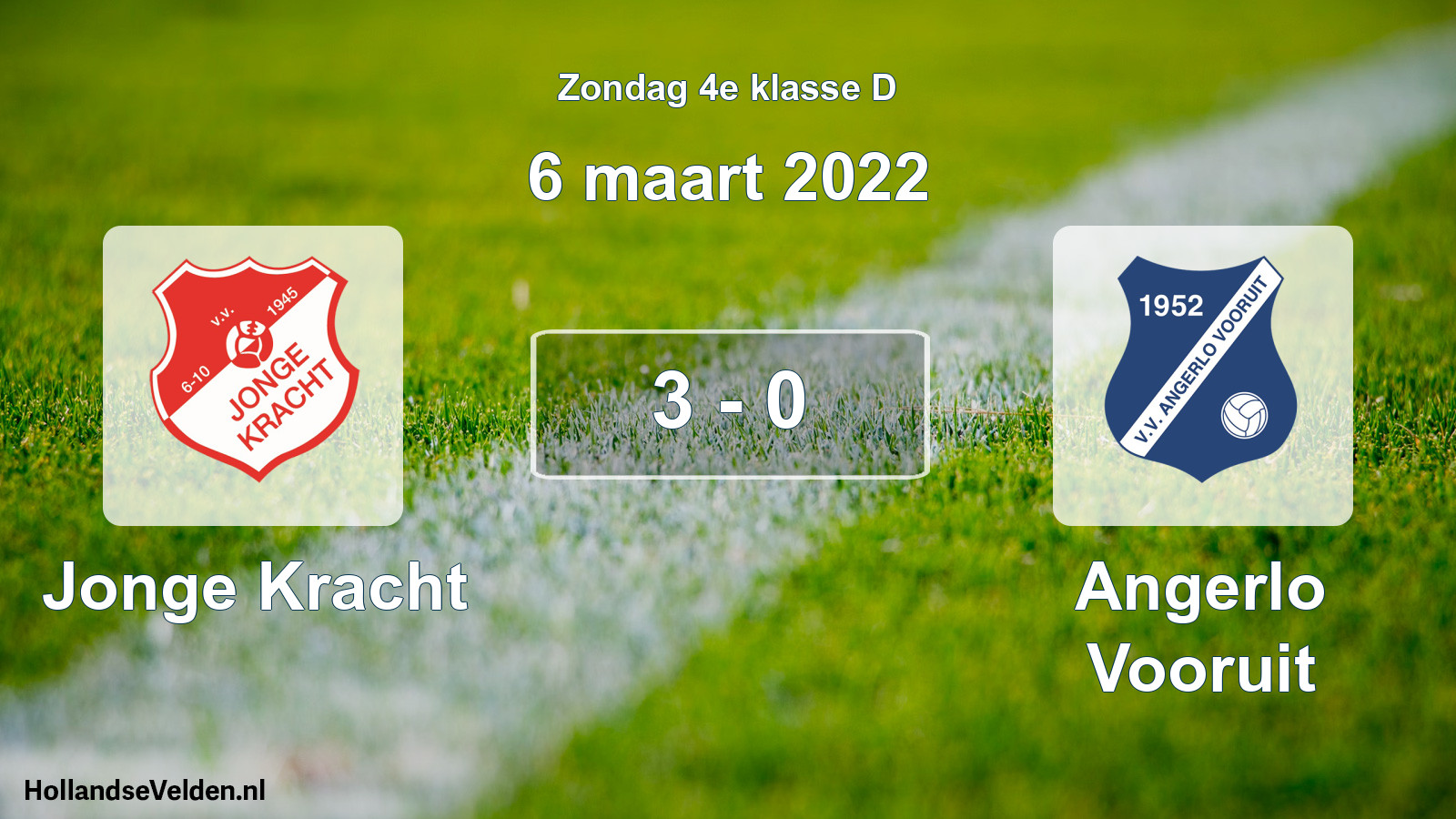 Total number of matches played: Jonge Kracht - Angerlo Vooruit 3 - 0 (6 March 2022)