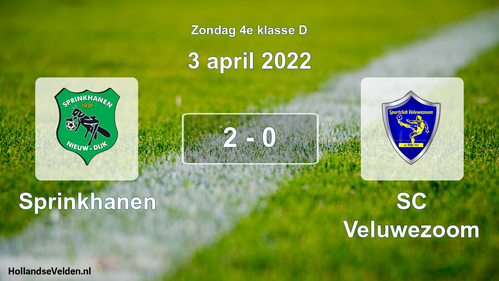 Total number of matches played: Sprinkhanen - SC Veluwezoom 2 - 0 (3 April 2022)