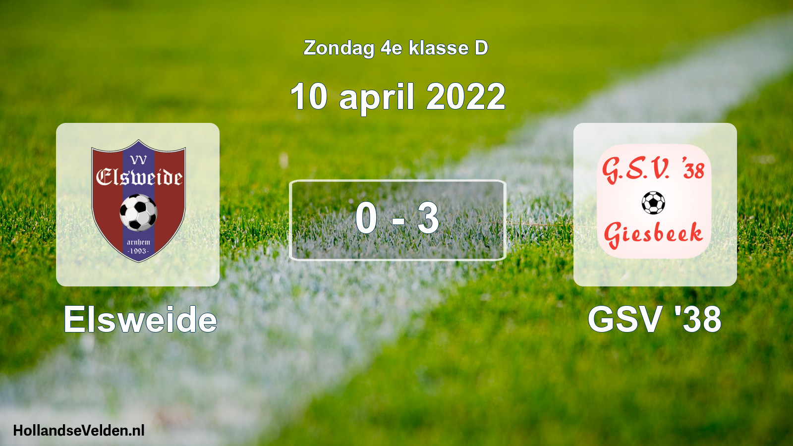 Total number of matches played: Elsweide - GSV '38 0 - 3 (10 April 2022)