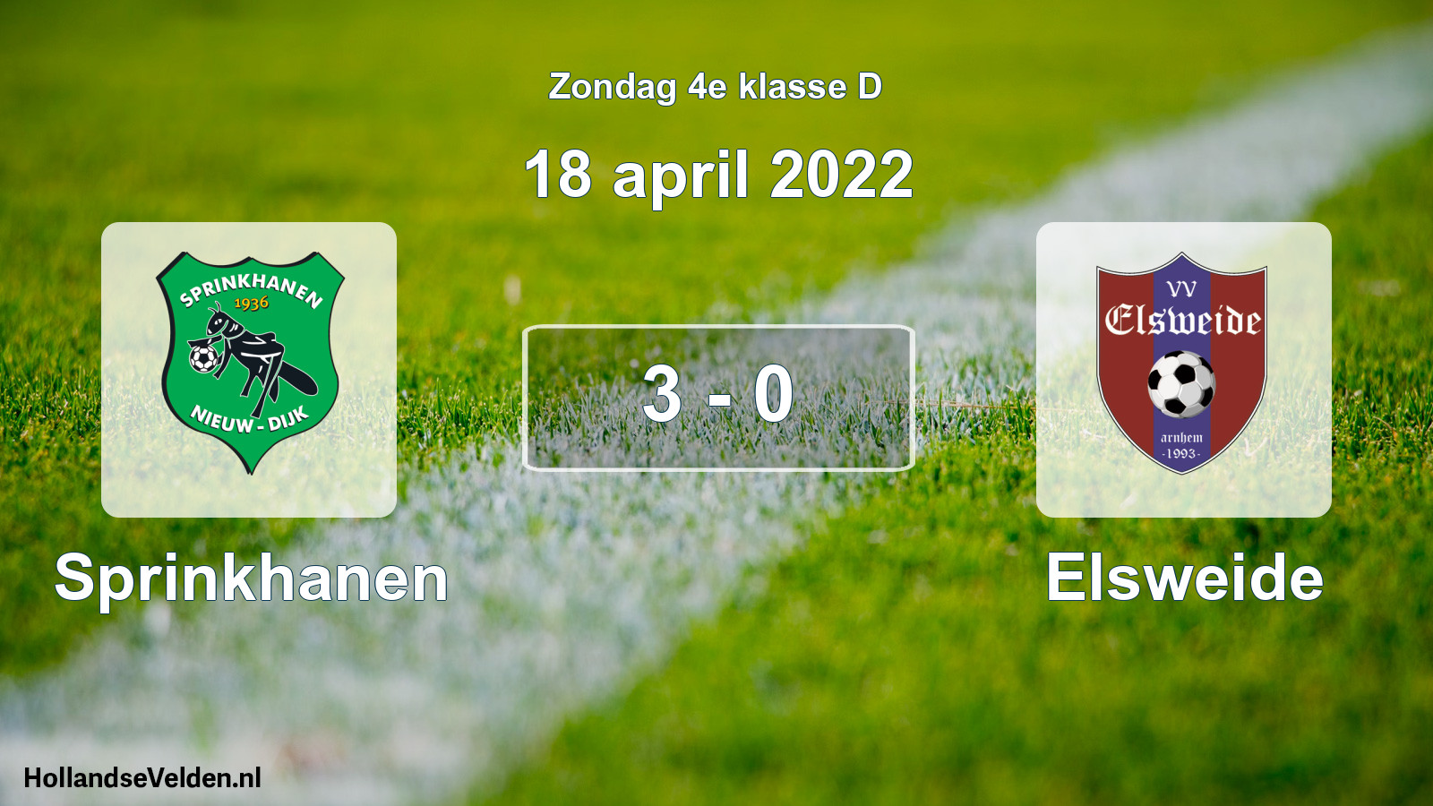 Total number of matches played: Sprinkhanen - Elsweide 3 - 0 (18 April 2022)