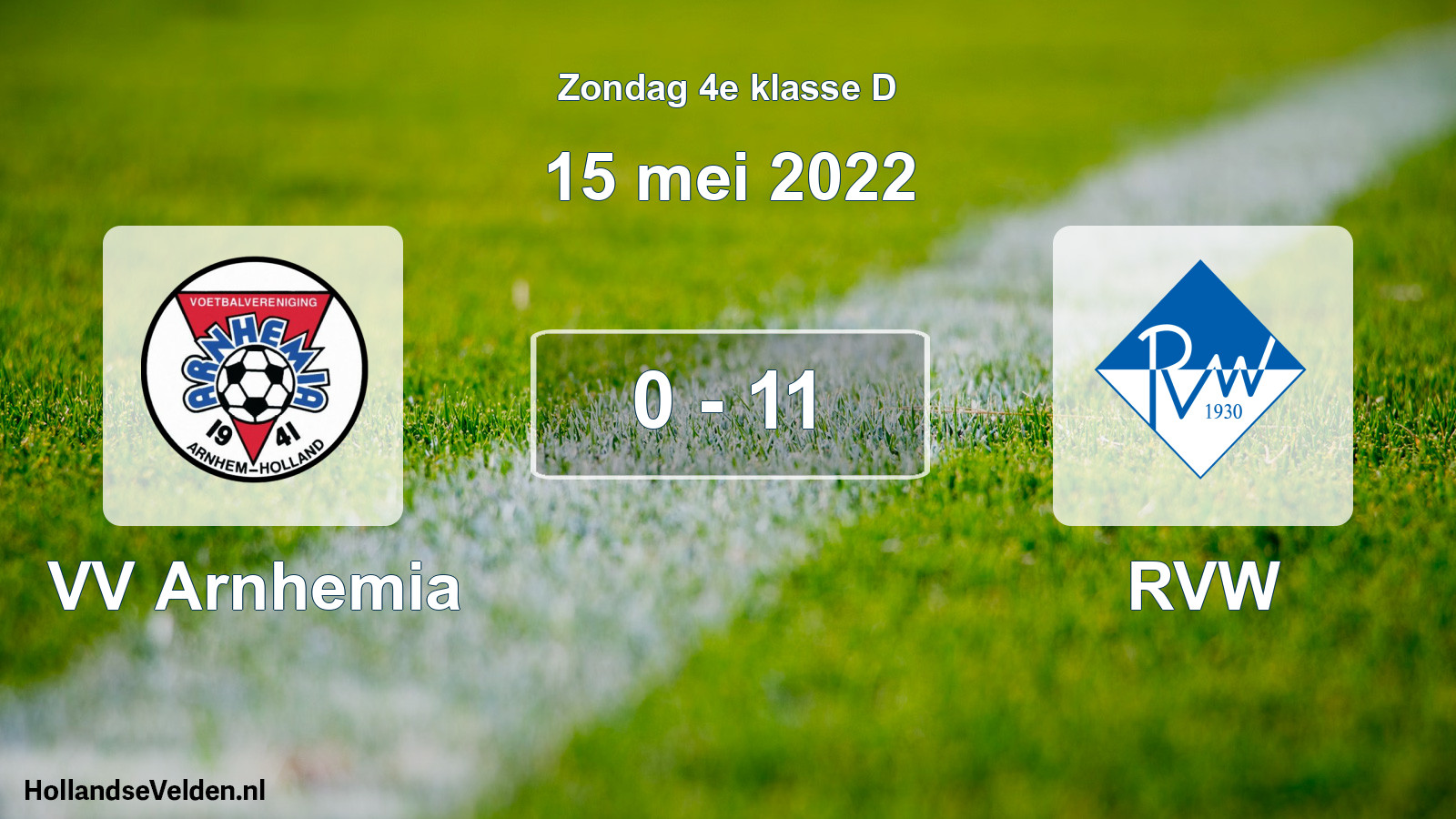 Total number of matches played: VV Arnhemia - RVW 0 - 11 (15 May 2022)