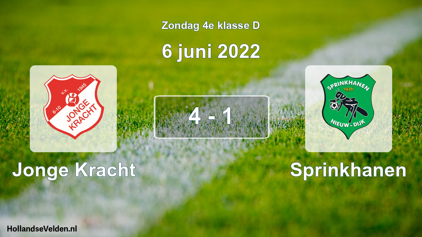Total number of matches played: Jonge Kracht - Sprinkhanen 4 - 1 (6 June 2022)