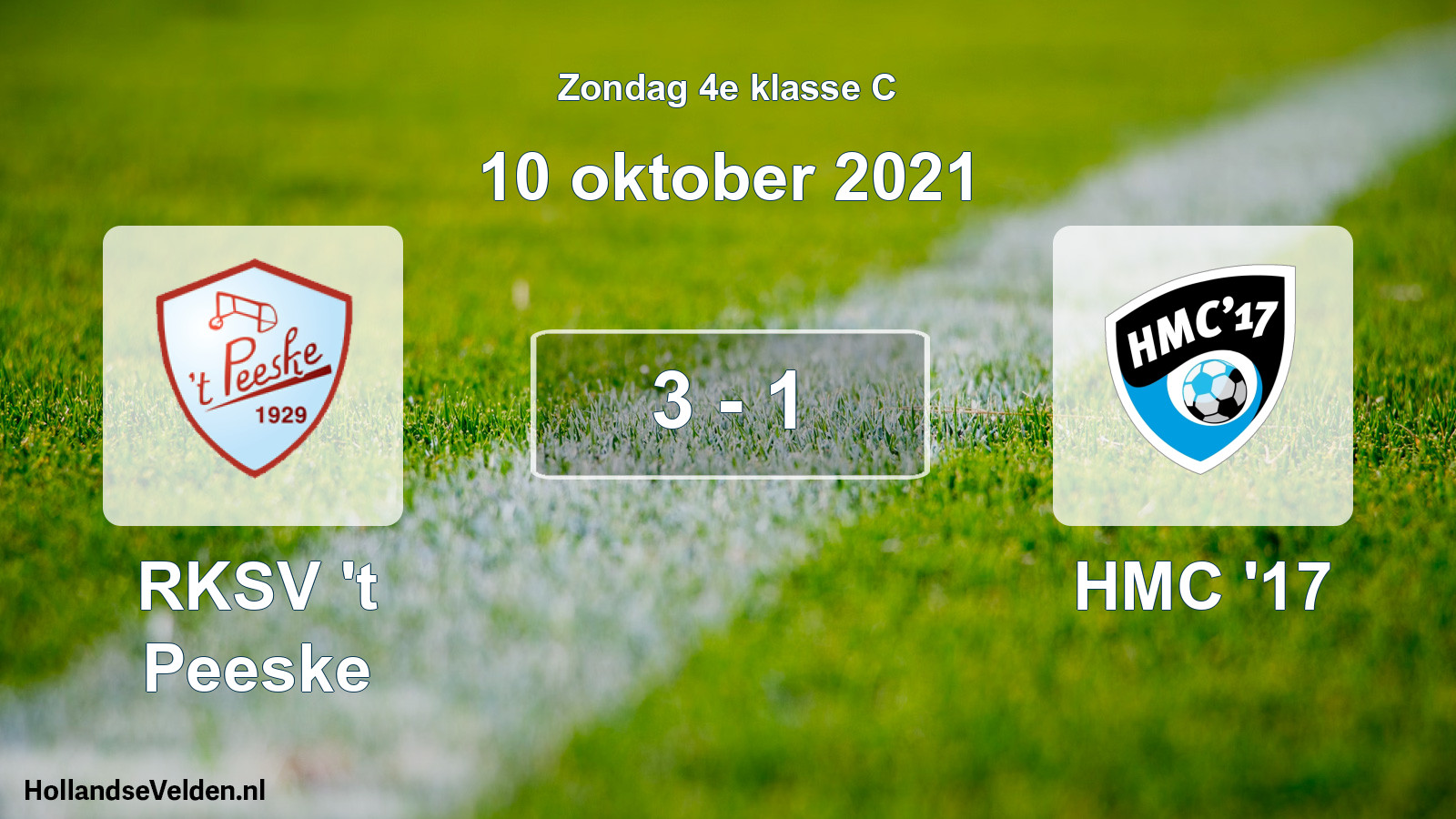 Total number of matches played: RKSV 't Peeske - HMC '17 3 - 1 (10 October 2021)