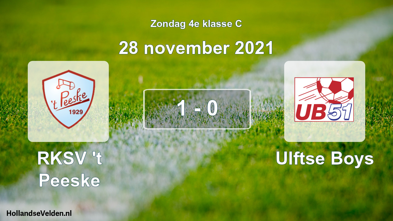 Total number of matches played: RKSV 't Peeske - Ulftse Boys 1 - 0 (28 November 2021)