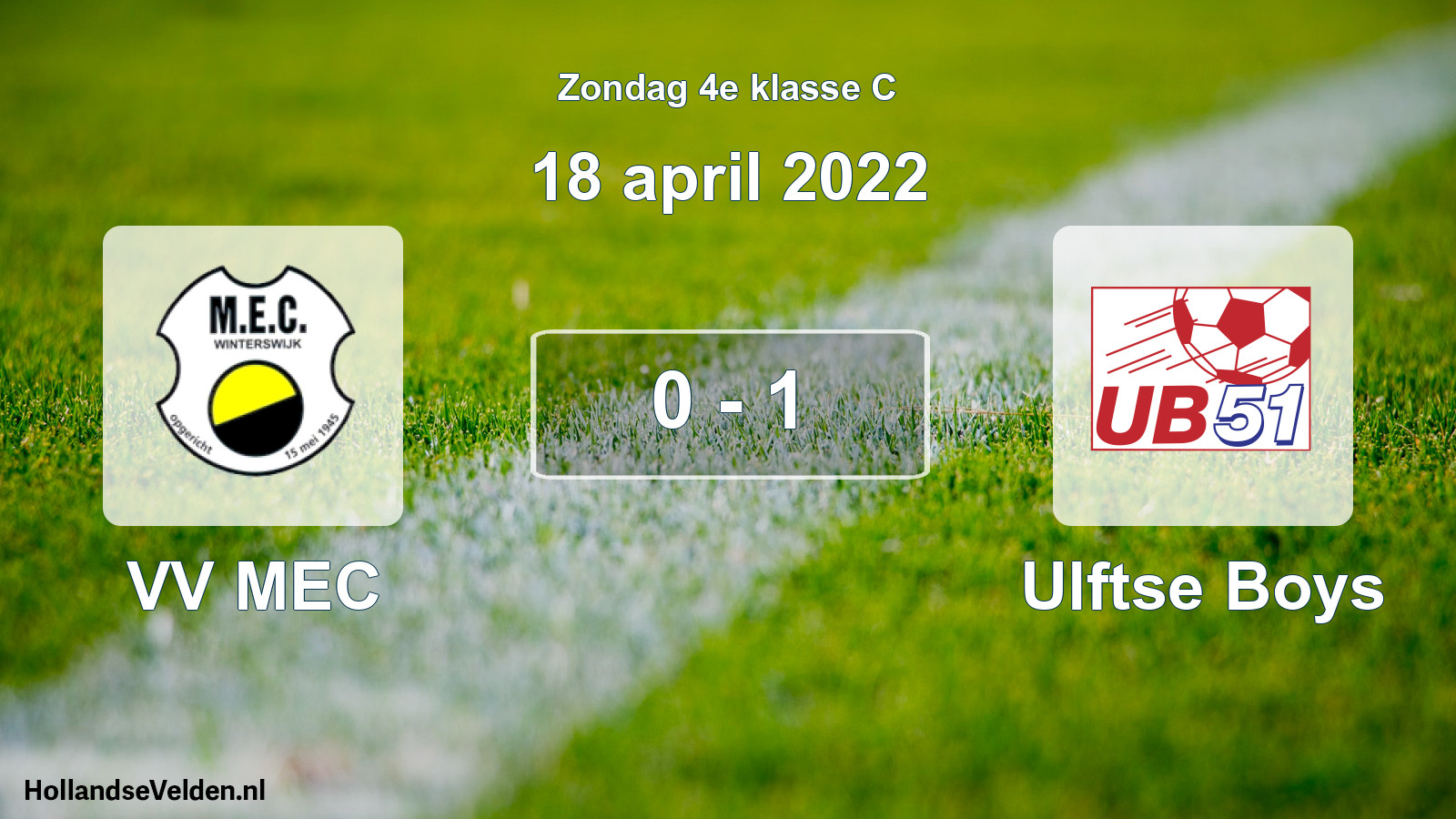 Total number of matches played: VV MEC - Ulftse Boys 0 - 1 (18 April 2022)