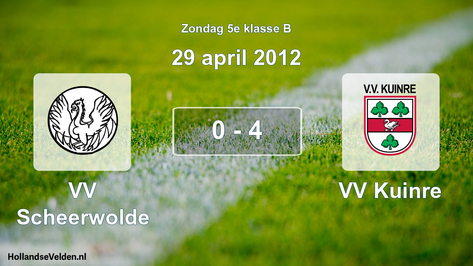 Total number of matches played: VV Scheerwolde - VV Kuinre 0 - 4 (29 April 2012)