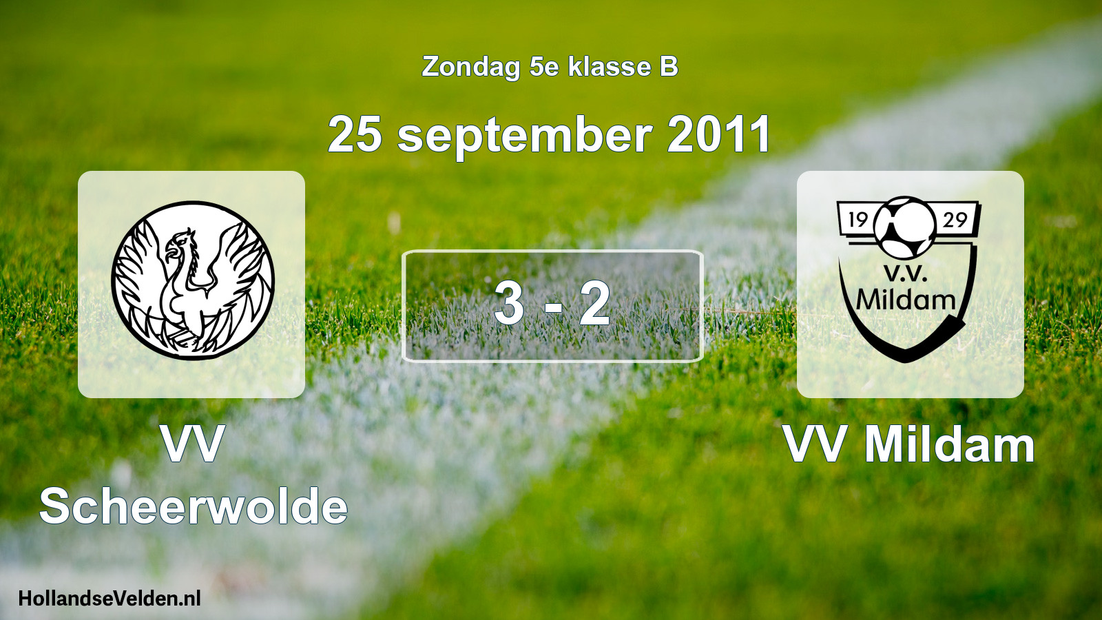 Total number of matches played: VV Scheerwolde - VV Mildam 3 - 2 (25 September 2011)