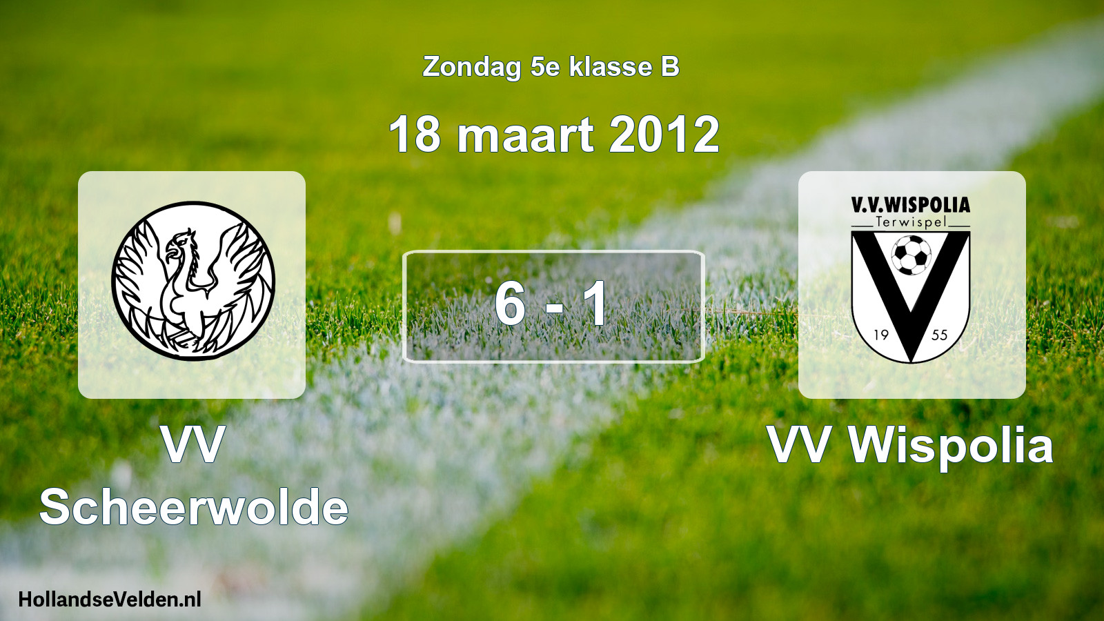 Total number of matches played: VV Scheerwolde - VV Wispolia 6 - 1 (18 March 2012)