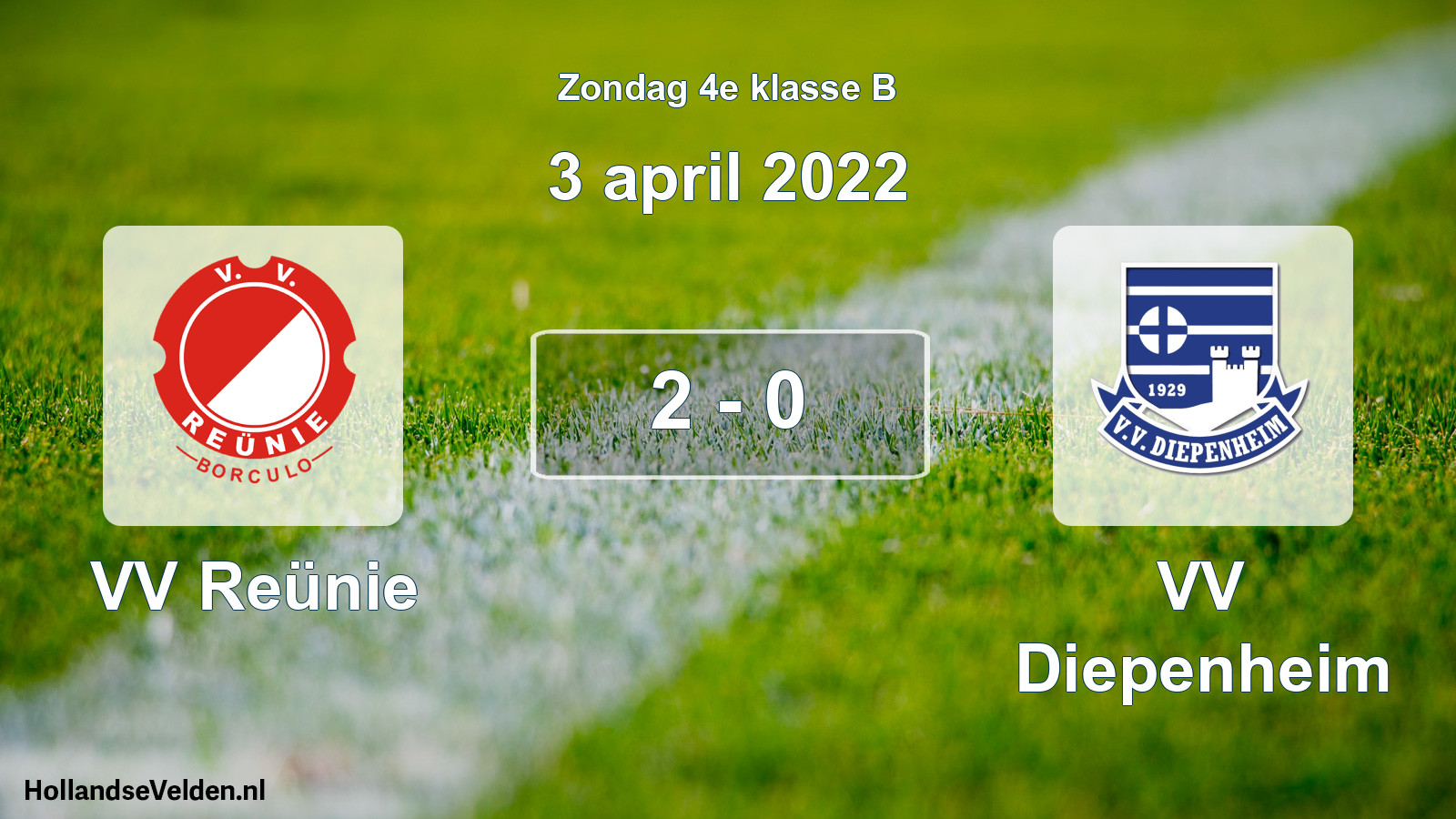 Total number of matches played: VV Reünie - VV Diepenheim 2 - 0 (3 April 2022)