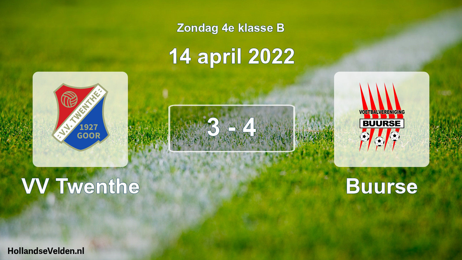 Total number of matches played: VV Twenthe - Buurse 3 - 4 (14 April 2022)