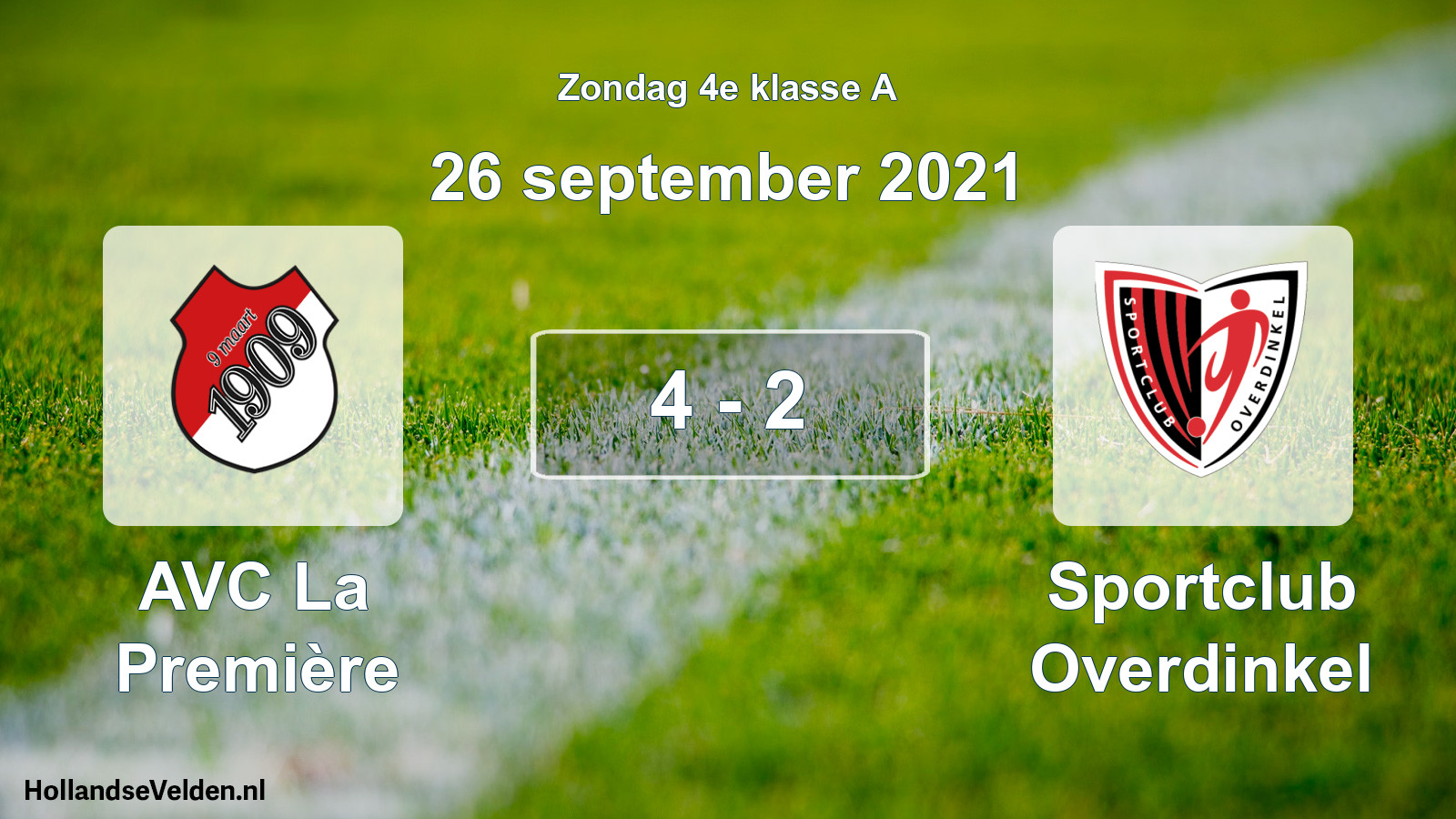 Total number of matches played: AVC La Première - Sportclub Overdinkel 4 - 2 (26 September 2021)