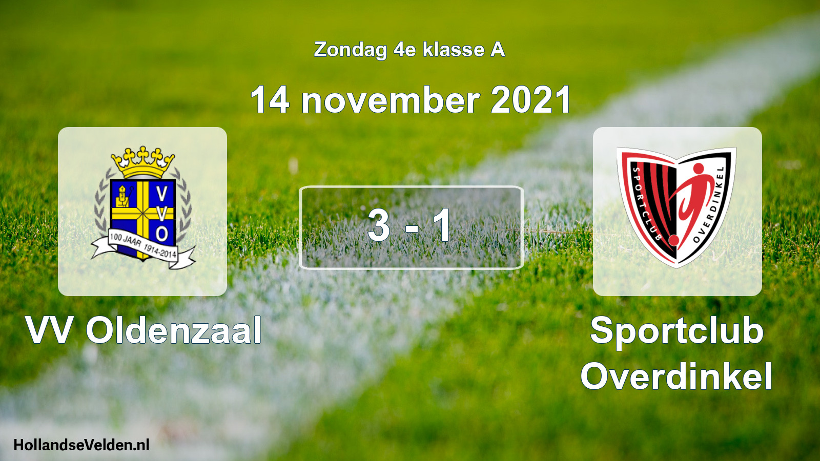 Total number of matches played: VV Oldenzaal - Sportclub Overdinkel 3 - 1 (14 November 2021)