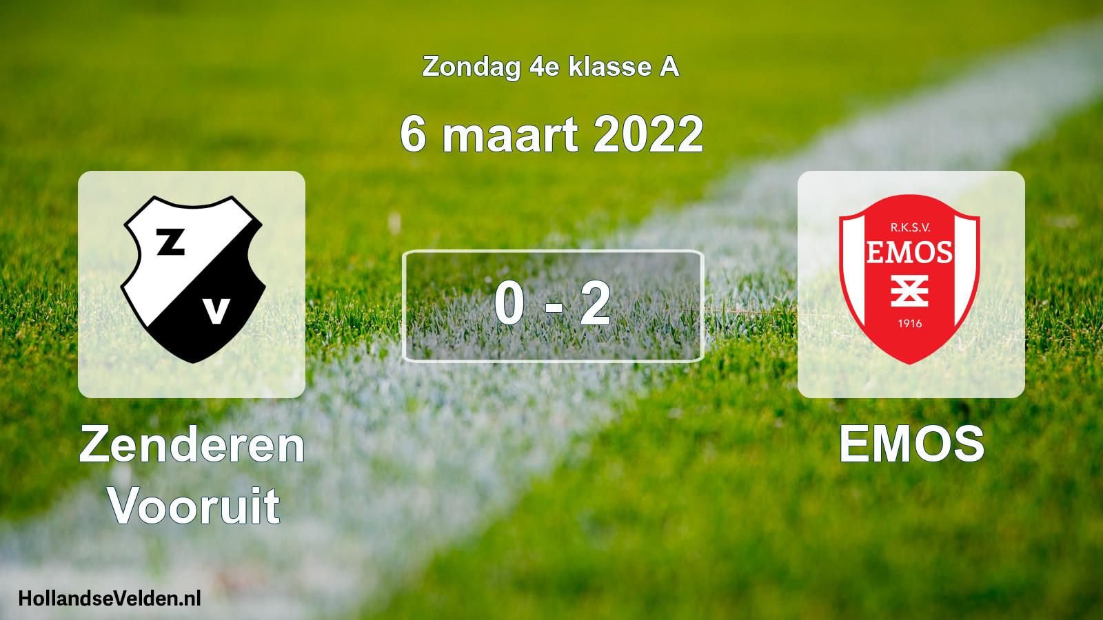 Total number of matches played: Zenderen Vooruit - EMOS 0 - 2 (6 March 2022)