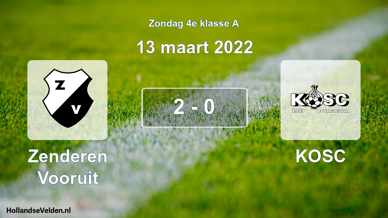 Total number of matches played: Zenderen Vooruit - KOSC 2 - 0 (13 March 2022)