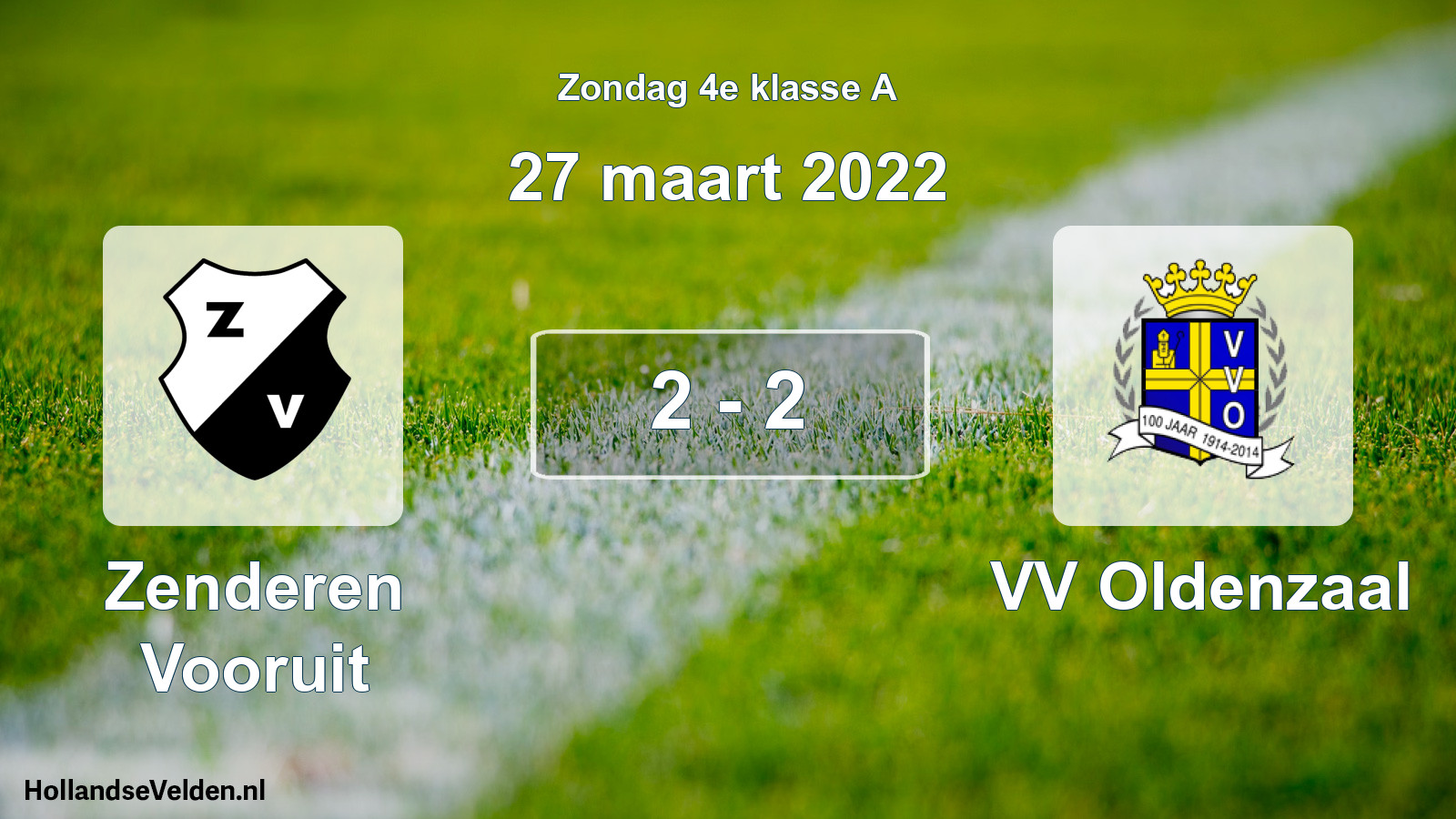Total number of matches played: Zenderen Vooruit - VV Oldenzaal 2 - 2 (27 March 2022)