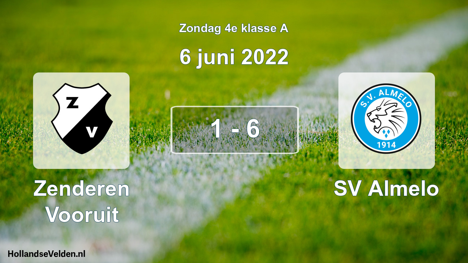 Total number of matches played: Zenderen Vooruit - SV Almelo 1 - 6 (6 June 2022)