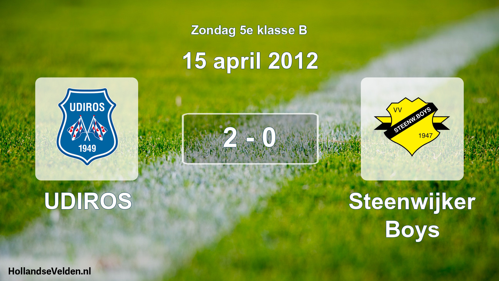 Total number of matches played: UDIROS - Steenwijker Boys 2 - 0 (15 April 2012)