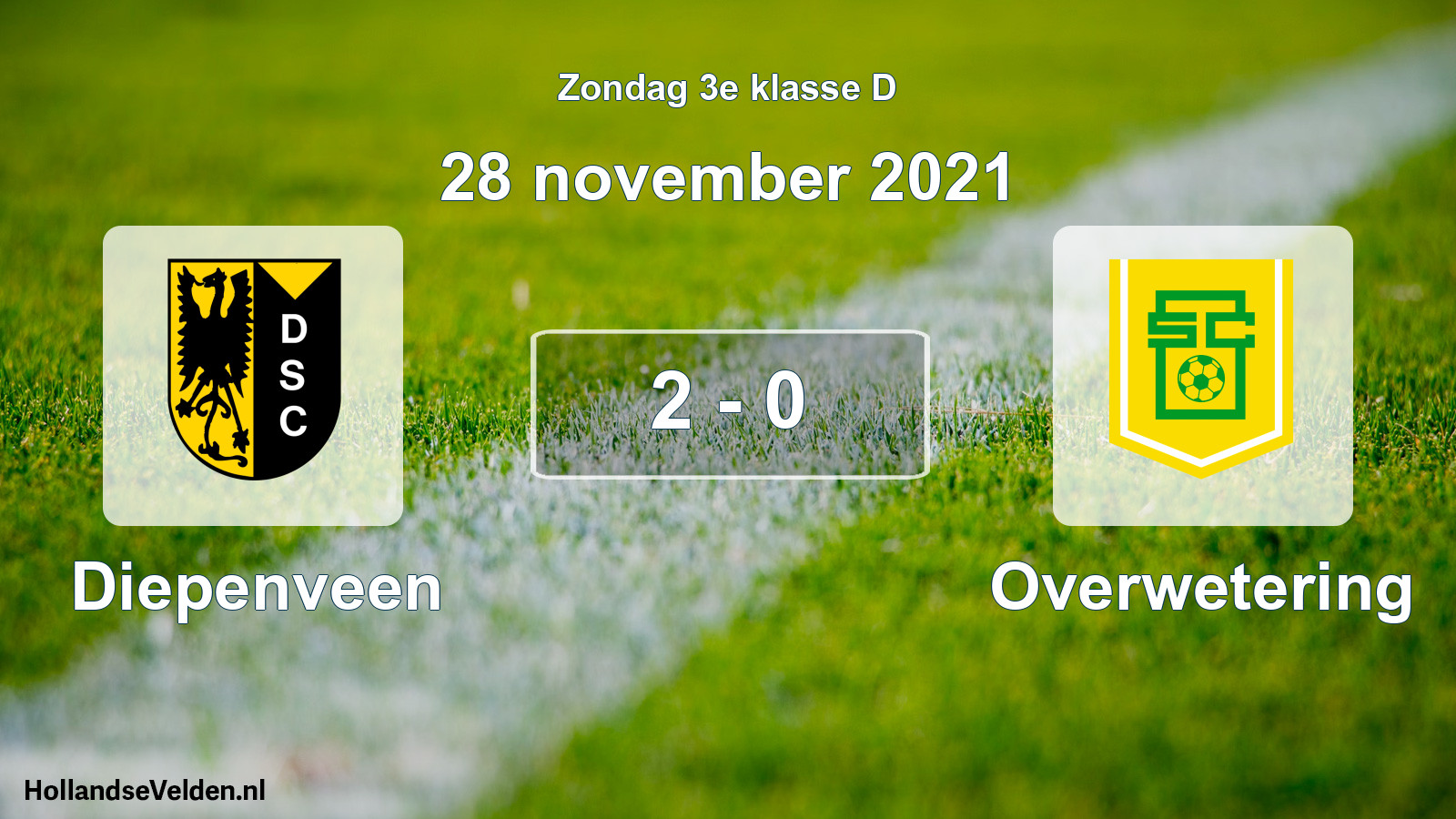 Total number of matches played: Diepenveen - Overwetering 2 - 0 (28 November 2021)