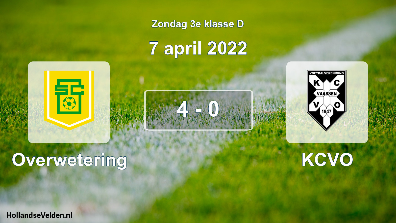 Total number of matches played: Overwetering - KCVO 4 - 0 (7 April 2022)