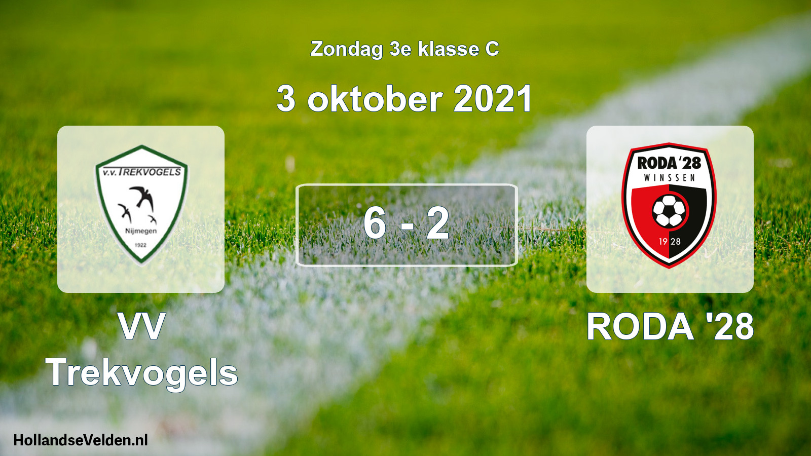 Total number of matches played: VV Trekvogels - RODA '28 6 - 2 (3 October 2021)