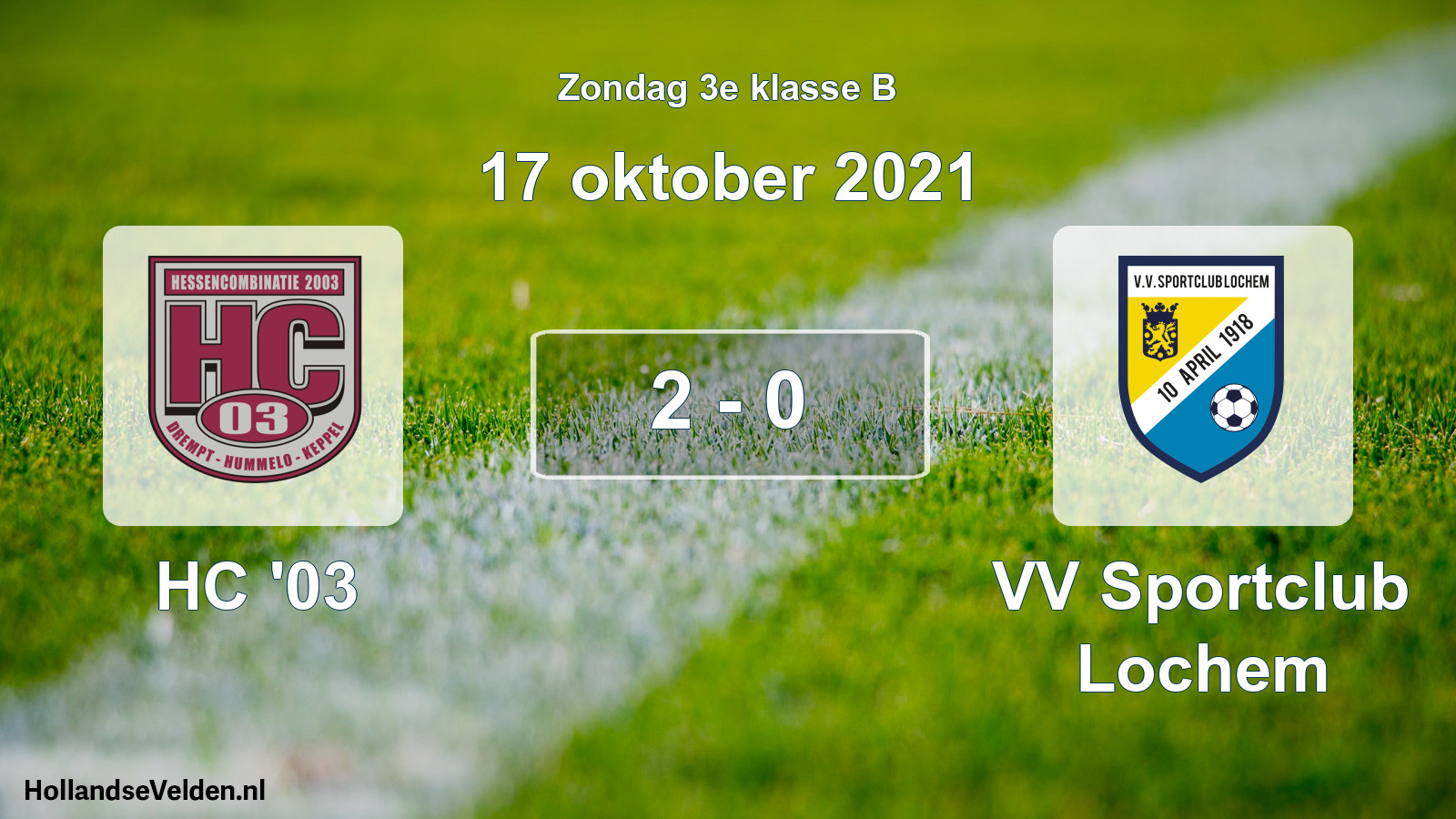 Total number of matches played: HC '03 - VV Sportclub Lochem 2 - 0 (17 October 2021)