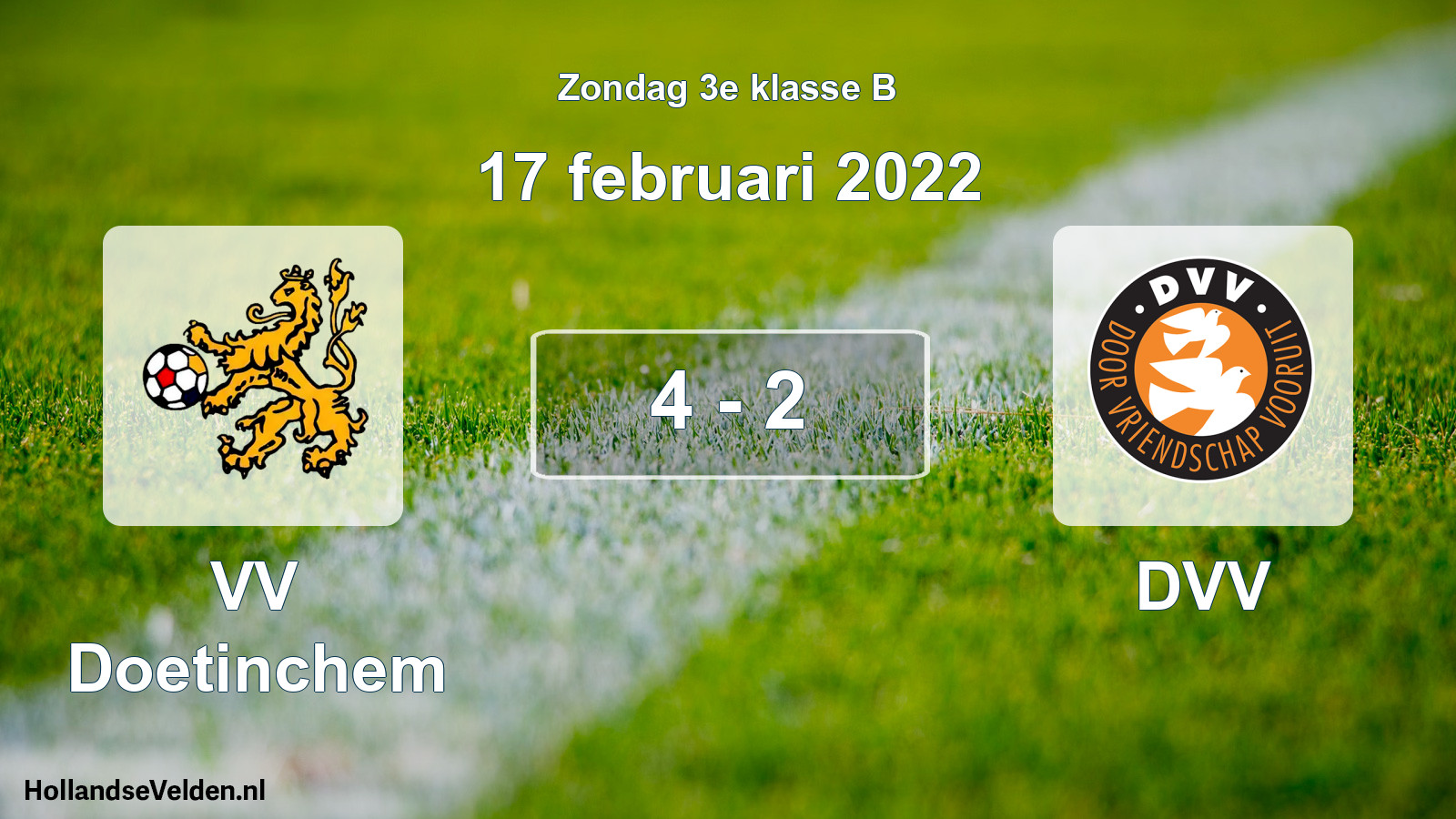 Total number of matches played: VV Doetinchem - DVV 4 - 2 (17 February 2022)