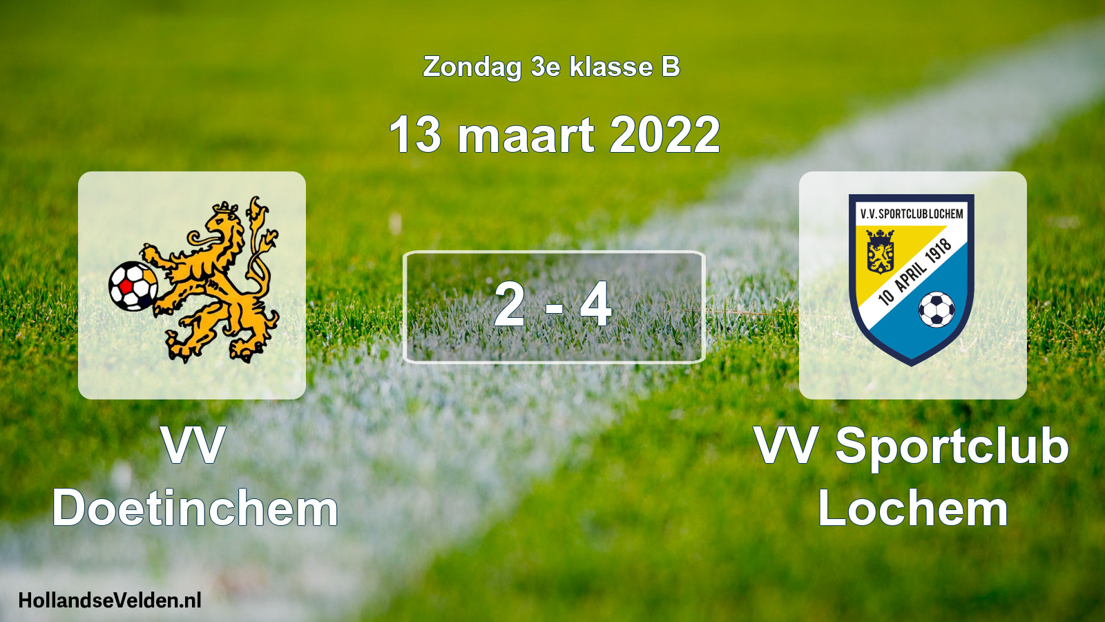 Total number of matches played: VV Doetinchem - VV Sportclub Lochem 2 - 4 (13 March 2022)