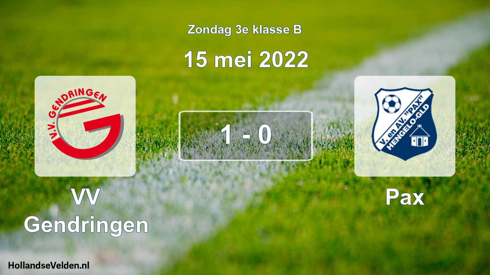 Total number of matches played: VV Gendringen - Pax 1 - 0 (15 May 2022)