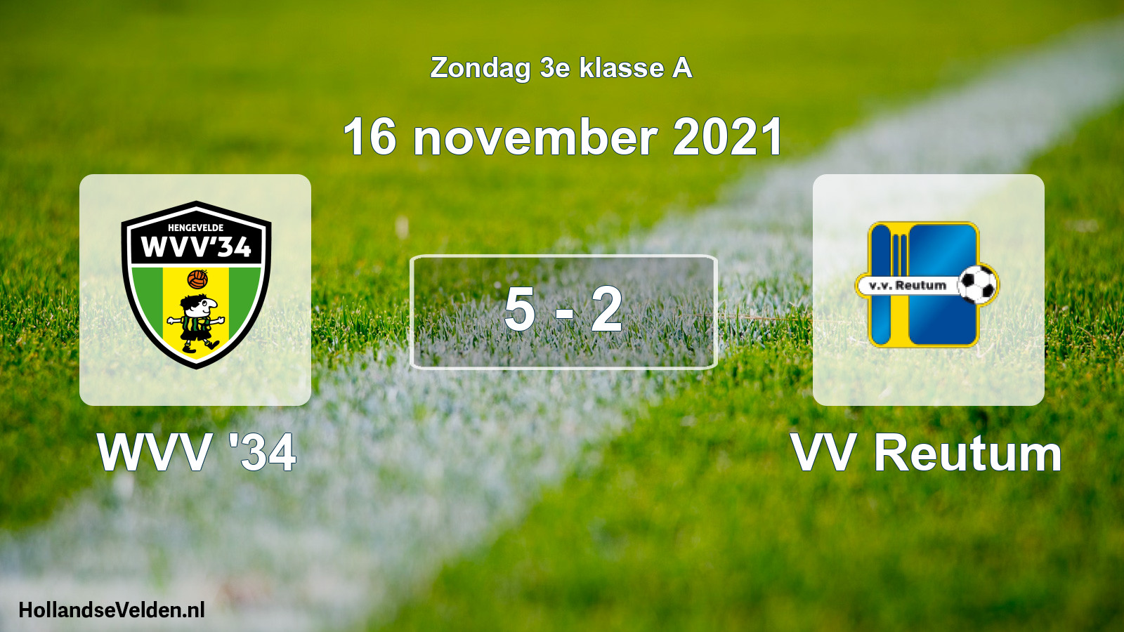 Total number of matches played: WVV '34 - VV Reutum 5 - 2 (16 November 2021)
