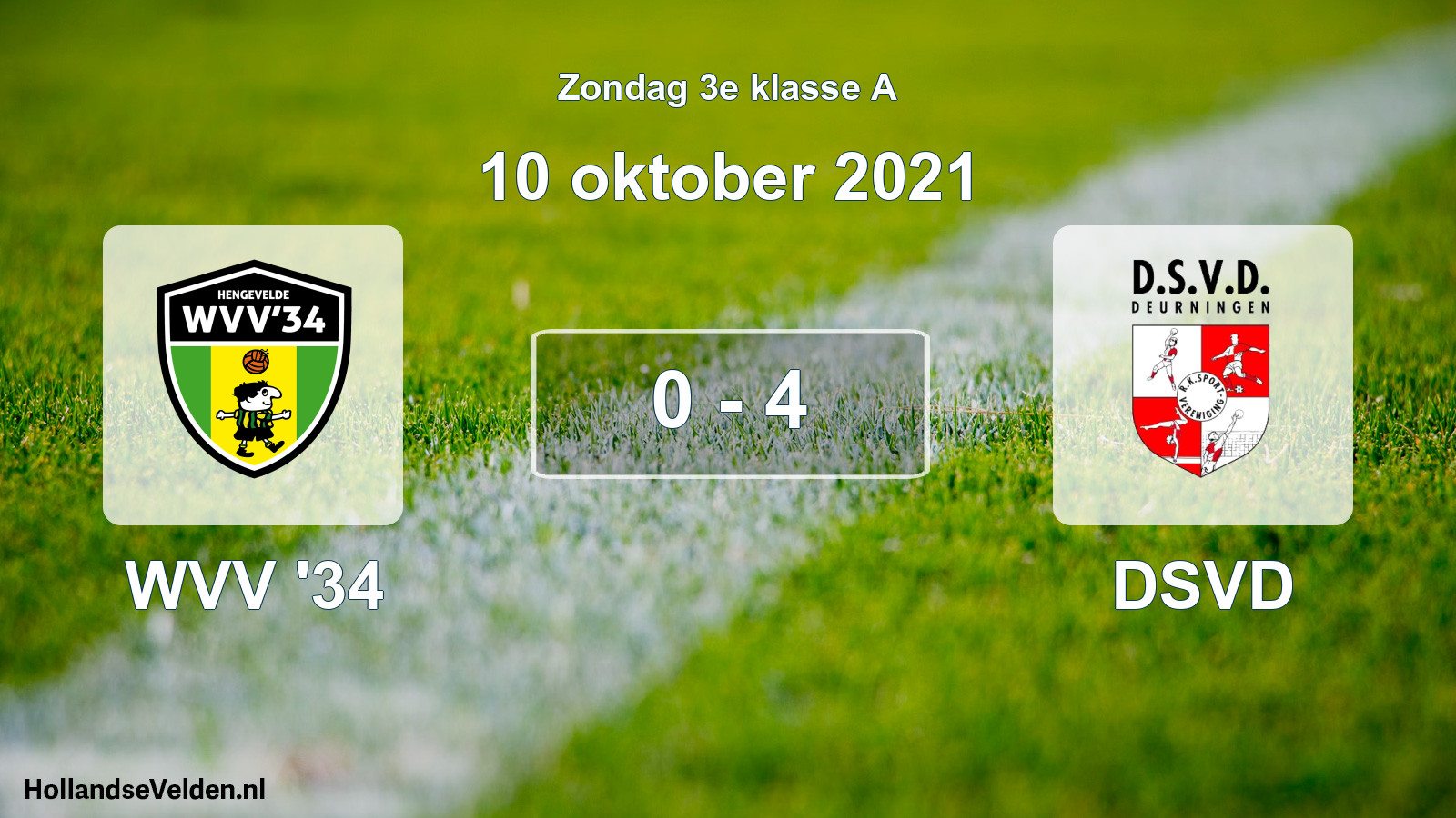 Total number of matches played: WVV '34 - DSVD 0 - 4 (10 October 2021)