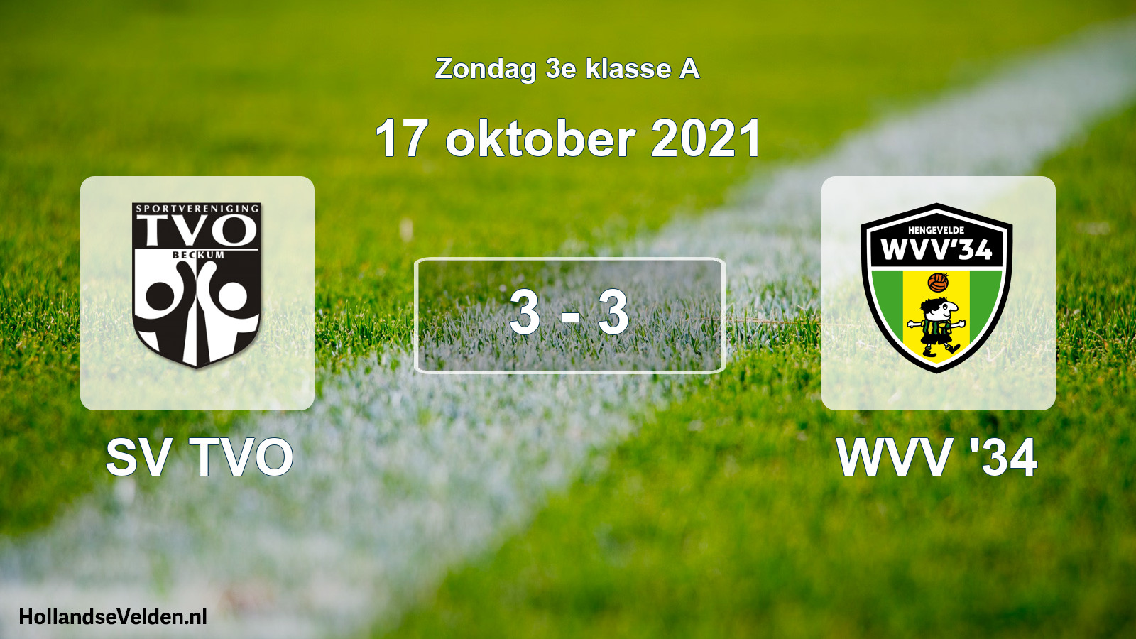 Total number of matches played: SV TVO - WVV '34 3 - 3 (17 October 2021)