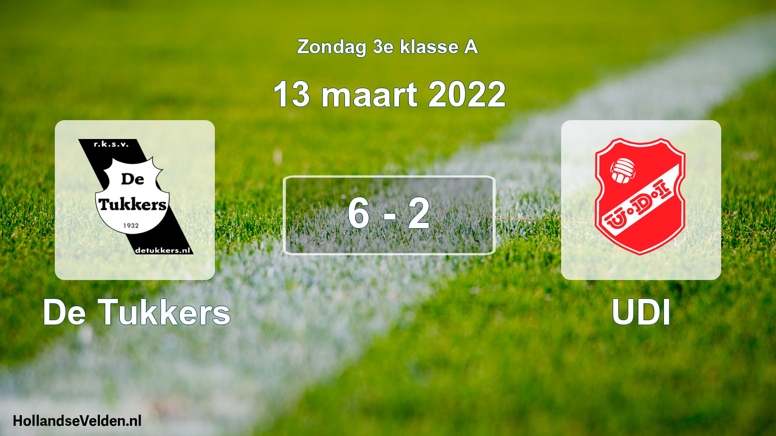 Total number of matches played: De Tukkers - UDI 6 - 2 (13 March 2022)