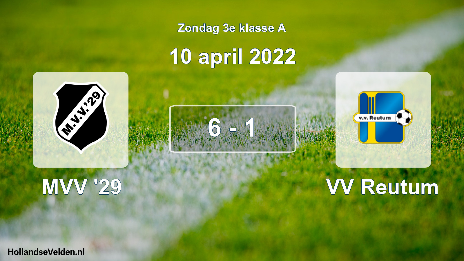 Total number of matches played: MVV '29 - VV Reutum 6 - 1 (10 April 2022)