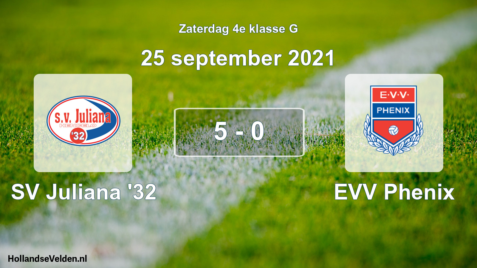 Gespeelde wedstrijd: SV Juliana '32 - EVV Phenix 5 - 0 (25 september 2021)